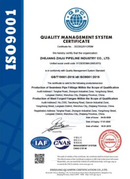 ISO9001 Certificate-Stainless Steel Pipe Fittings